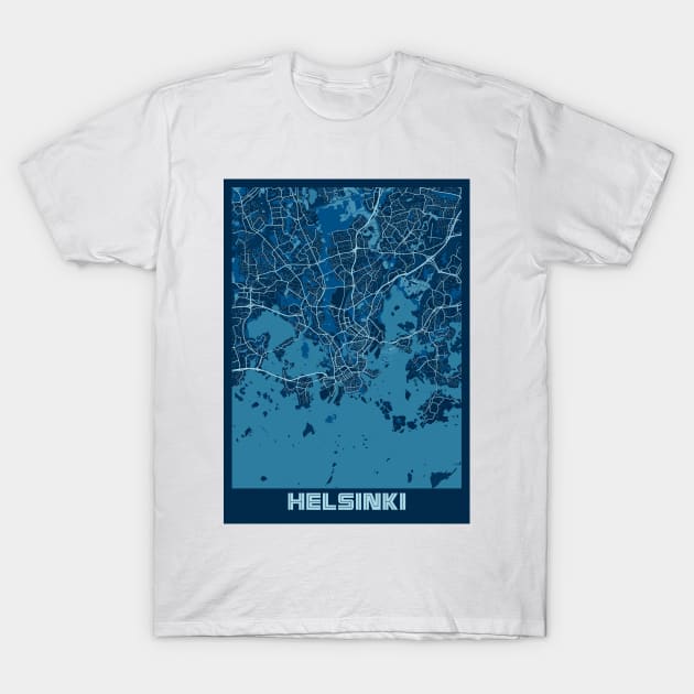 Helsinki - Finland Peace City Map T-Shirt by tienstencil